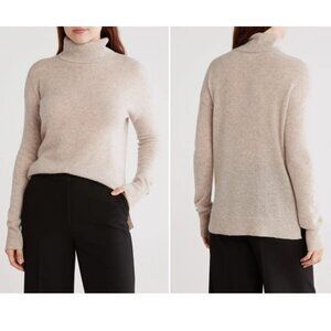 Nordstrom Cashmere Turtleneck Sweater Medium Soft Cozycore Beige Hummus Heather